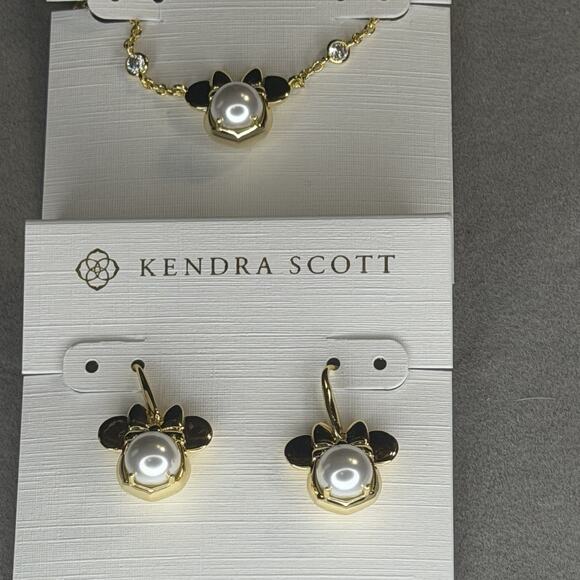 Disney | Kendra Scott Gold Minnie Mouse Earrings & Necklace Set New w Dust Pouch - Picture 10 of 10
